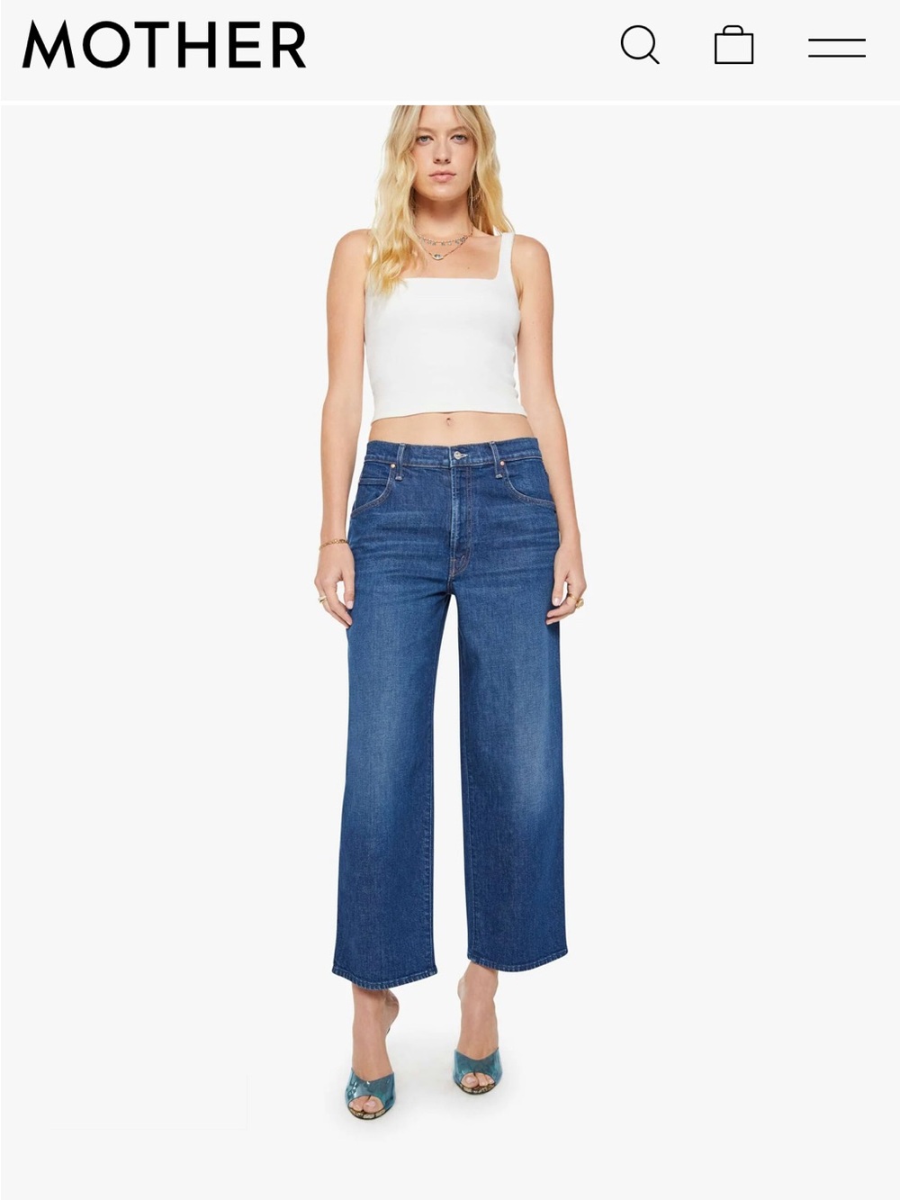 MOTHER High-Rise Wide Leg Jeans in Medium Blue